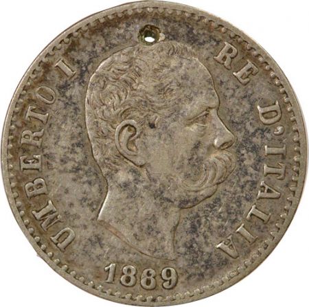 Italie Humbert I - 50 Centesimi Argent - 1889 R Rome, Percé