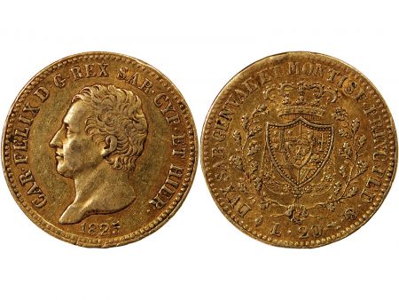 Italie ITALIE  CHARLES FELIX - 20 LIRE OR 1825 TURIN