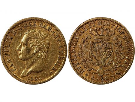 Italie ITALIE  CHARLES FELIX - 20 LIRE OR 1828 TURIN