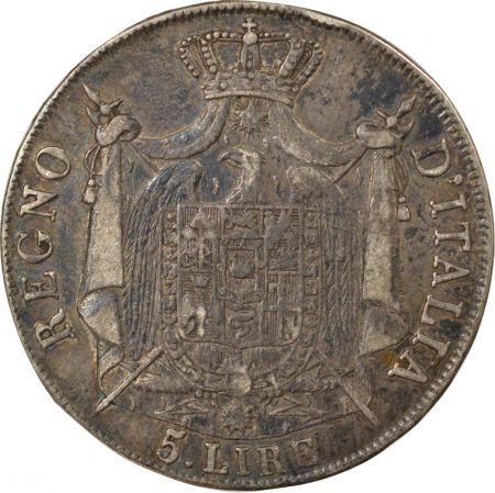 Italie Napoléon I - 5 Lire Argent - 1808 M Milan