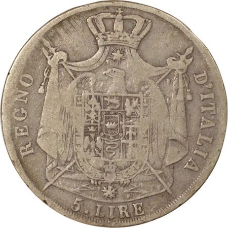 Italie Napoléon I - 5 Lire Argent - 1810 M Milan