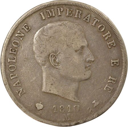 Italie Napoléon I - 5 Lire Argent - 1810 M Milan