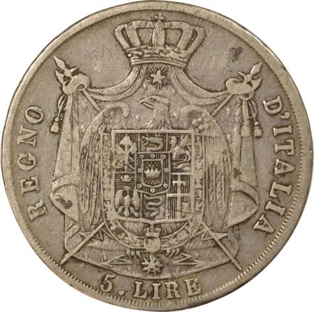 Italie Napoléon I - 5 Lire Argent - 1810 M Milan