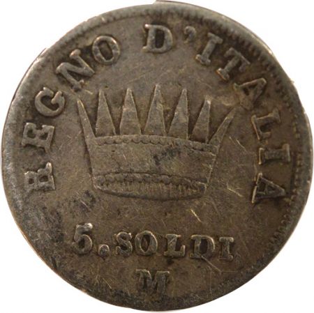 Italie Napoléon I - 5 Soldi Argent - 1810 M Milan