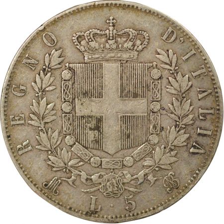 Italie Victor Emmanuel II - 5 Lire Argent - 1870 M Milan