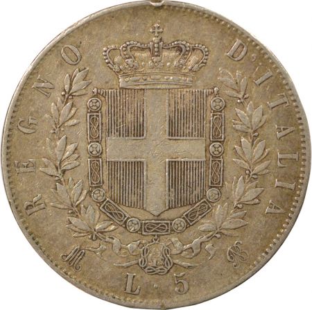 Italie Victor Emmanuel II - 5 Lire Argent - 1874 M Milan