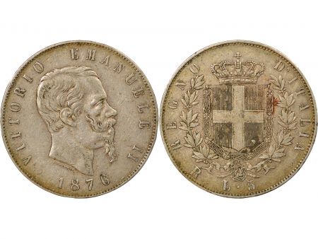 Italie Victor Emmanuel II - 5 Lire Argent - 1876 R Rome