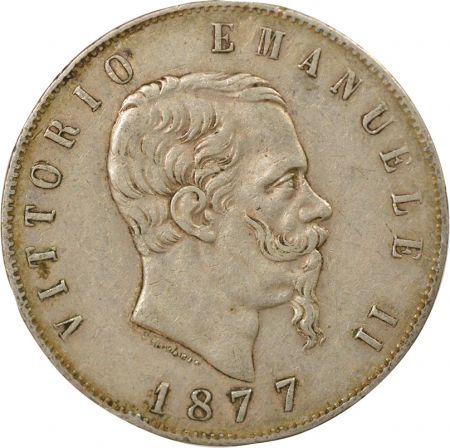 Italie Victor Emmanuel II - 5 Lire Argent - 1877 R Rome