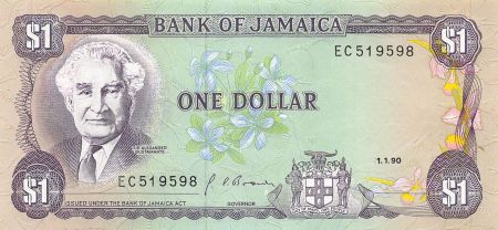 Jamaïque JAMAIQUE  SIR ALEXANDER BUSTAMANTE - 1 DOLLAR 1990 - P.NEUF