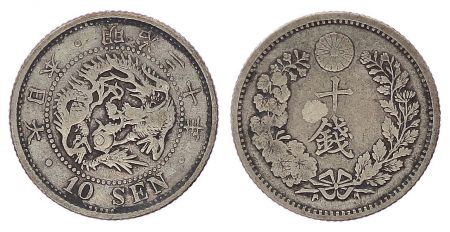 Japon 10 Sen, Fleur - Dragon - Années variées 1901 à 1906