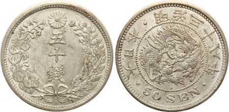 Japon 50 Sen Dragon - 1905 Meiji An 38 - Argent