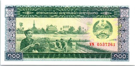 Laos 100 Kip, Moisson - Soldat, Pont - 1979 - P.30 a