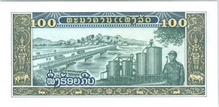 Laos 100 Kip, Moisson - Soldat, Pont - 1979 - P.30 a