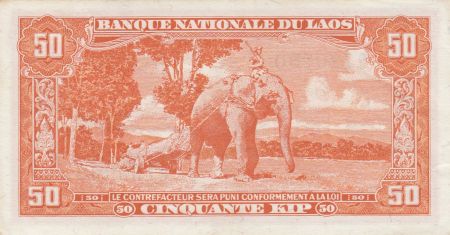 Laos 50 Kip Assemblée nationale - Eléphant 1957 Série AG