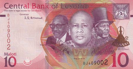 Lesotho 10 Maloti - Rois - Fleurs - 2021 - P.NEW