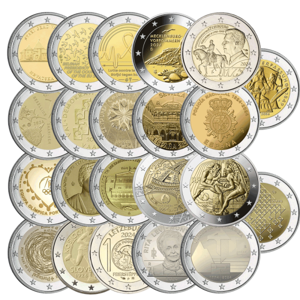 Lot 22 pièces de 2 Euros commémo. 2024