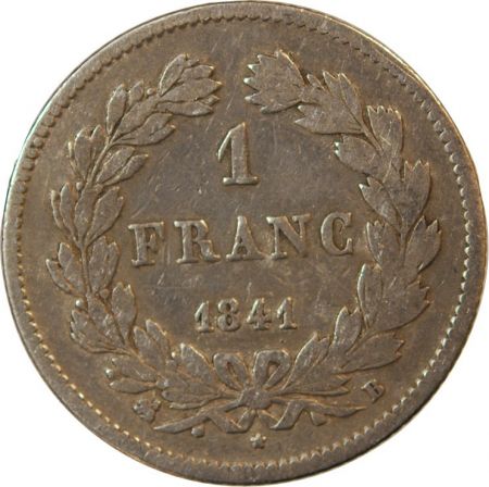 LOUIS PHILIPPE - 1 FRANC ARGENT 1841 B ROUEN