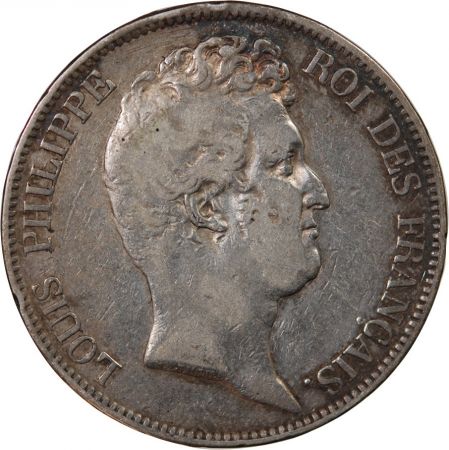 LOUIS-PHILIPPE - 5 FRANCS ARGENT 1830 A PARIS Type Tiolier sans le I  Tr relief\ \ 