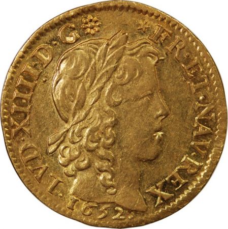 LOUIS XIV - LOUIS D\'OR A LA MÈCHE LONGUE 1652 A PARIS