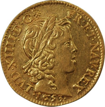 LOUIS XIV - LOUIS D\'OR A LA MÈCHE LONGUE 1653 A PARIS