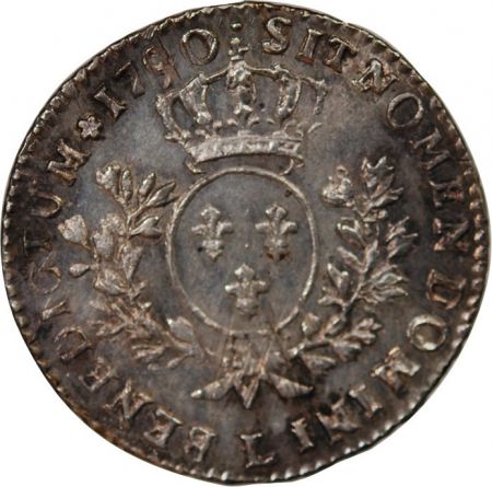 LOUIS XVI - 1/5 ECU AUX BRANCHES D\'OLIVIER 1790 L BAYONNE