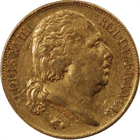 LOUIS XVIII - 20 FRANCS OR 1818 Q PERPIGNAN