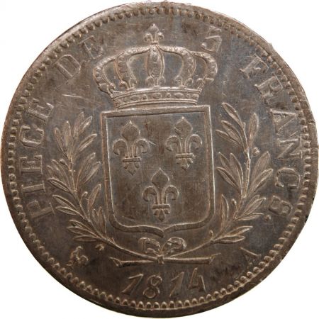 LOUIS XVIII - 5 FRANCS ARGENT 1814 A PARIS