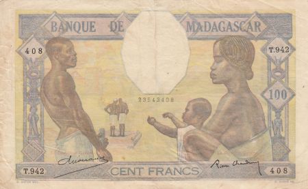 Madagascar 100 francs - Famille, Agriculture et Industrie - Série T.942 - 1937