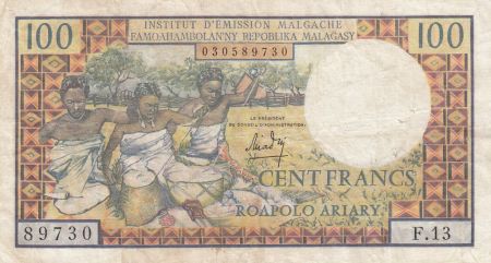 Madagascar 100 Francs - Tissage, arbres - Série F.13 - 1966