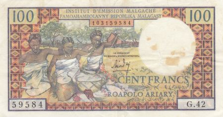 Madagascar 100 Francs Tissage , Arbres  - 1966 Série G.42