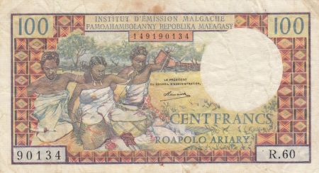 Madagascar 100 Francs Tissage , Arbres  - 1966 Série R.60