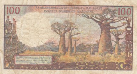 Madagascar 100 Francs Tissage , Arbres  - 1966 Série R.60