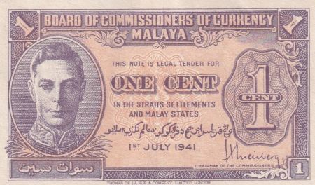 Malaya 1 Cent George VI - uniface - 1941