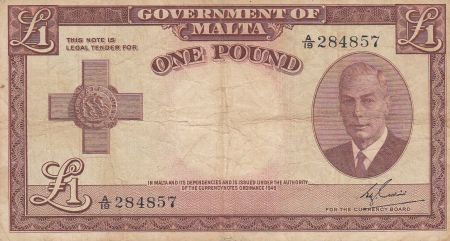 Malte 1 Pound L.1949 - George VI - A/19 284857