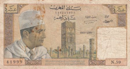 Maroc 10 Dirhams Mohammed V - 1969 - TB - P.54f - Série N.59