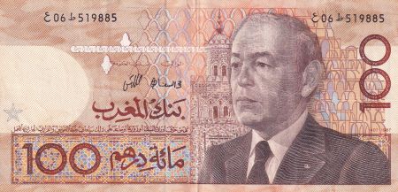 Maroc 100 Dirhams - Hassan II - 1987 - TTB+ - P.65a