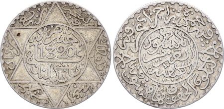 Maroc 2 1/2 Dirhams - Abd Al-Aziz - 1320 (1902) - Argent - Londres