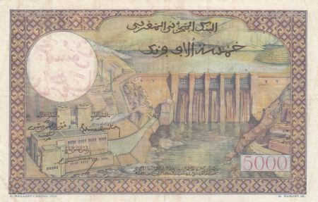 Maroc 50 Dirhams sur 5000 Francs surchargé  02-04-1953 - Série C.673 - TTB - P.51