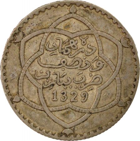 Maroc Abd al-Hafid -2 1/2 Dirham Argent - 1329 AH Paris