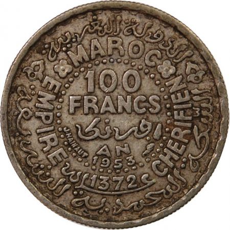 Maroc MAROC  MOHAMMED V - 100 FRANCS ARGENT 1953