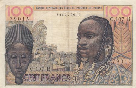 Mauritanie 100 Francs masque 1961  - Mauritanie - Série C.107