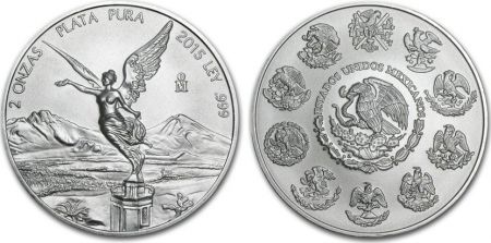 Mexique 2 Onces Libertad Argent - 2015