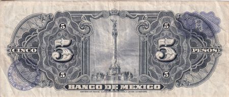 Mexique 5 Pesos - Femme - Monument de l\'indépendance - 08-11-1961 - Série MN - P.60g