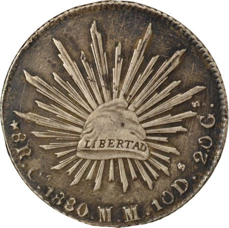 Mexique 8 Reales Argent - 1880 Ca Chihuahua MM