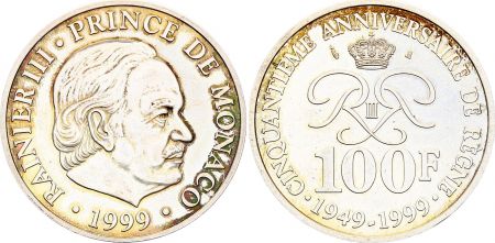 Monaco 100 Francs Rainier III - 1989 - Argent