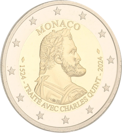 Monaco 2 Euros Commémo. BE 2024 - 500 ans du traité de Burgos - Charles Quint