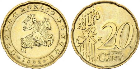 Monaco 20 Centimes d\'Euro Chevalier Grimaldi - 2002