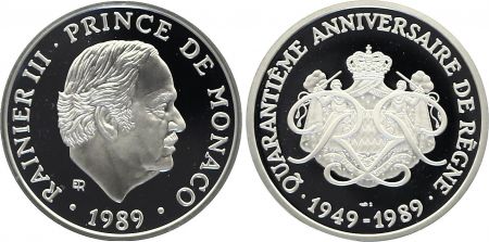 Monaco Médaille - Rainier III - 1989 - 40 ans de règne - Argent