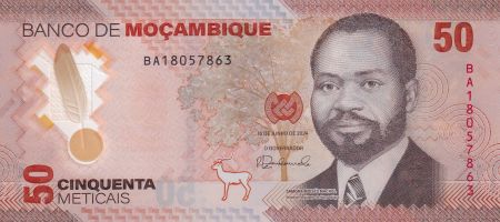 Mozambique 50 Meticais - S. M. Machel - Cerf - Polymer - 16-06-2024 - Série BA