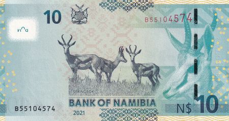 Namibie 10 Namibia Dollars - Dr Sam Nujoma - Springbok - 2021 - Série B - PNEW